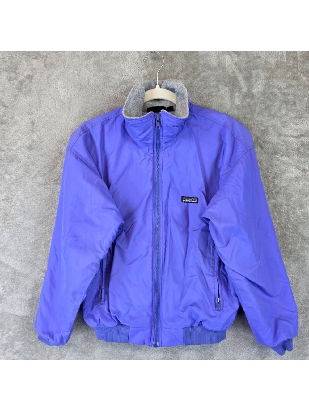 Vintage Patagonia Jacket Womens 8 Purple Nylon Fleece Lined Full Zip Bomber USA